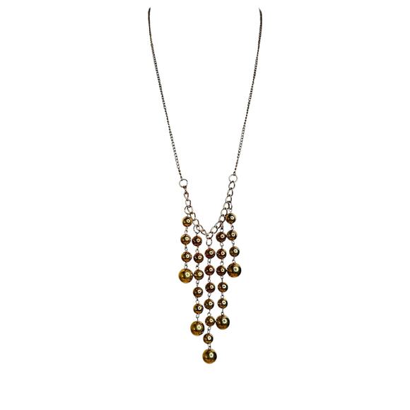 Vintage Gold Tone Waterfall Beads Long Statement Necklace - Picture 1 of 3
